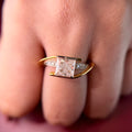 Channel Accent Princess Cut Lab Grown Diamond Engagement 9K Gold Ring