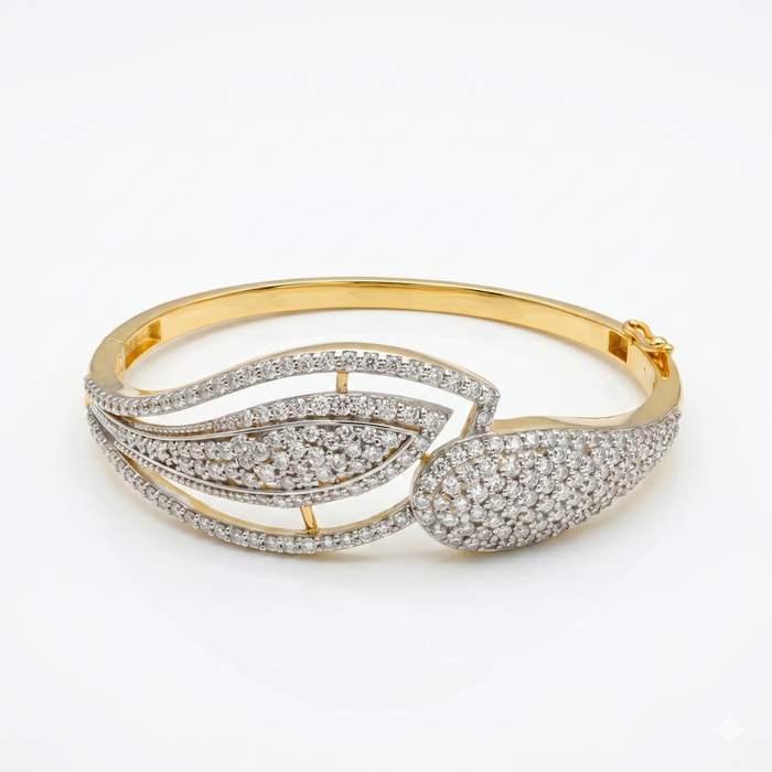 Round Cut Moissanite Diamond Fashion Bngle Sterling Silver Bracelet