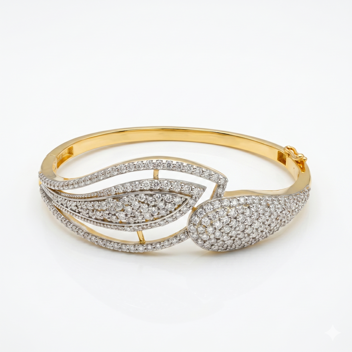 Round Cut Moissanite Diamond Fashion Bangle 14k Gold Bracelet