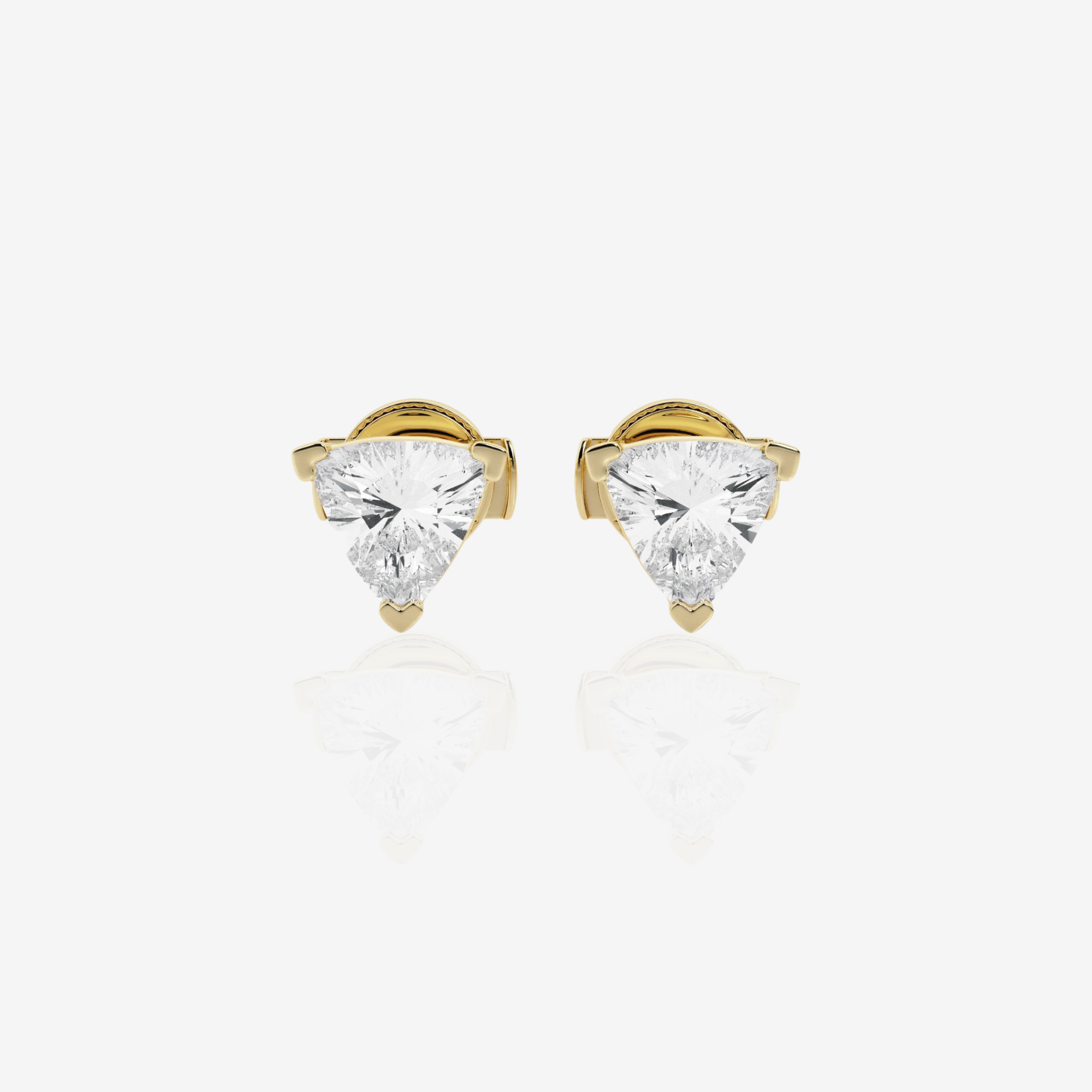 Trillion Cut Moissanite Diamond Certified Stud  Silver Earrings Set