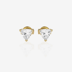 Trillion Cut Moissanite Diamond Certified Stud  Silver Earrings Set