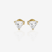 Trillion Cut Moissanite Diamond Certified Stud 18k Gold Earrings