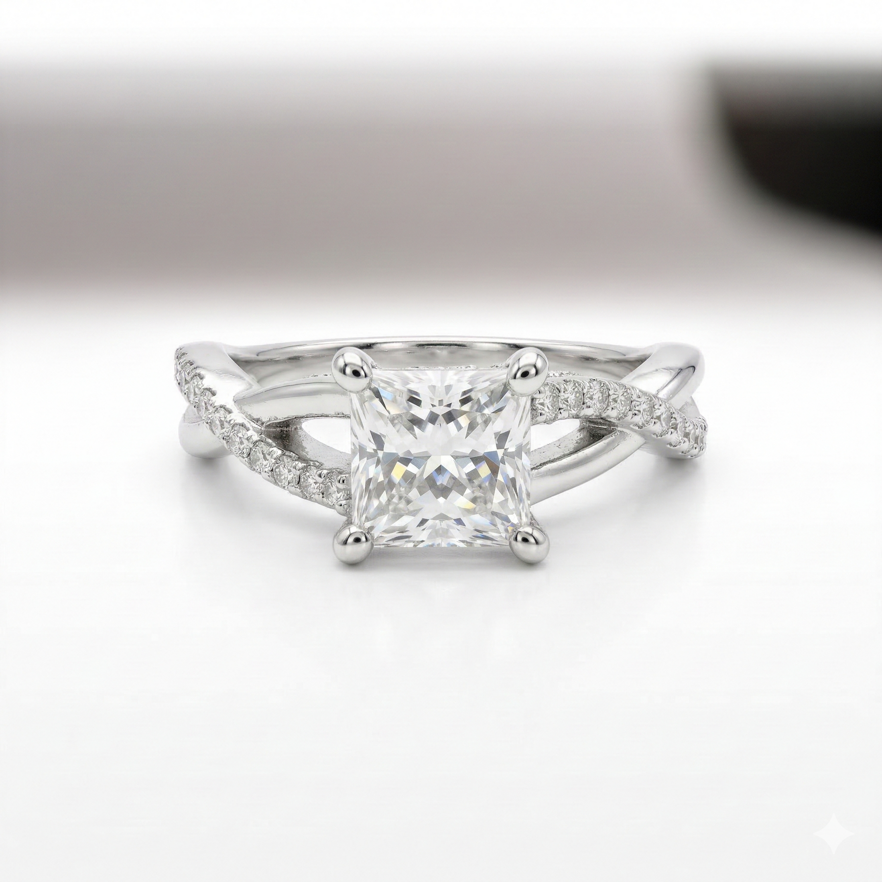Princess Cut Lab Grown Diamond 9K Gold Engagement Ring