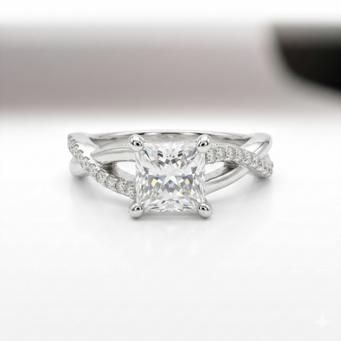 Princess Cut Lab Grown Diamond 14K Gold Engagement Ring