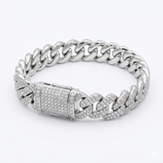 Round Cut Moissanite Diamond Cuban Sterling Silver Bracelet