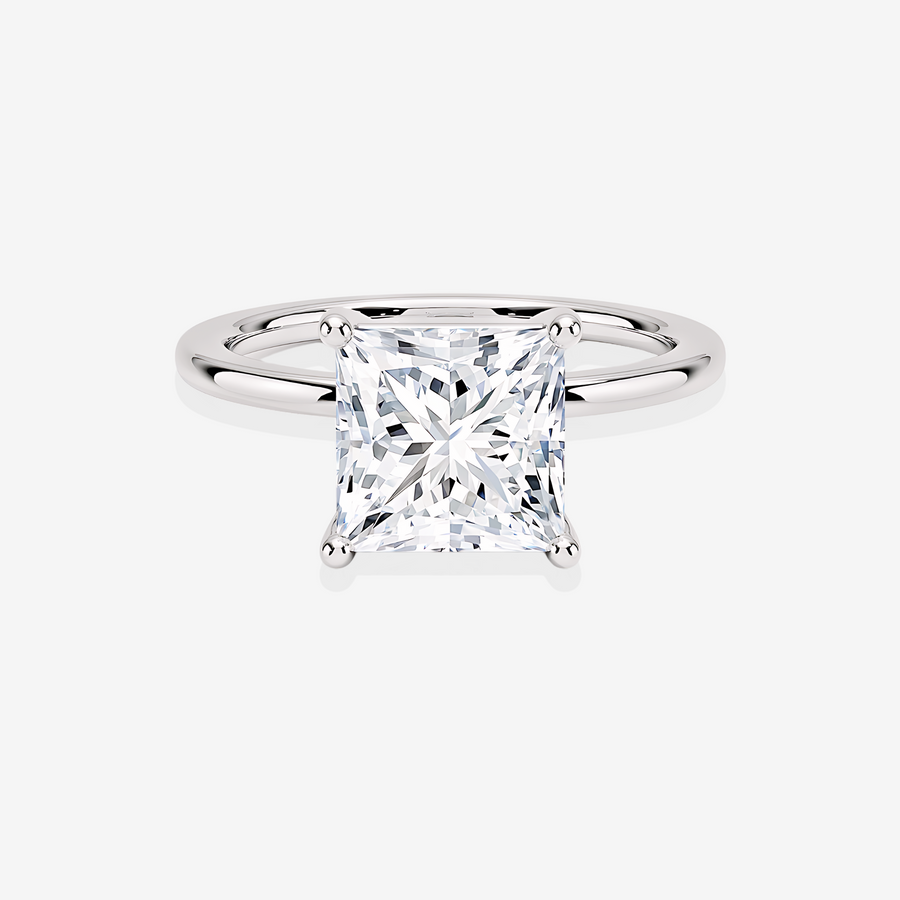 Princess Cut Moissanite Diamond Classic Solitaire Engagement 18k Gold Ring