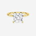 Princess Cut Moissanite Diamond Classic Solitaire Engagement 18k Gold Ring