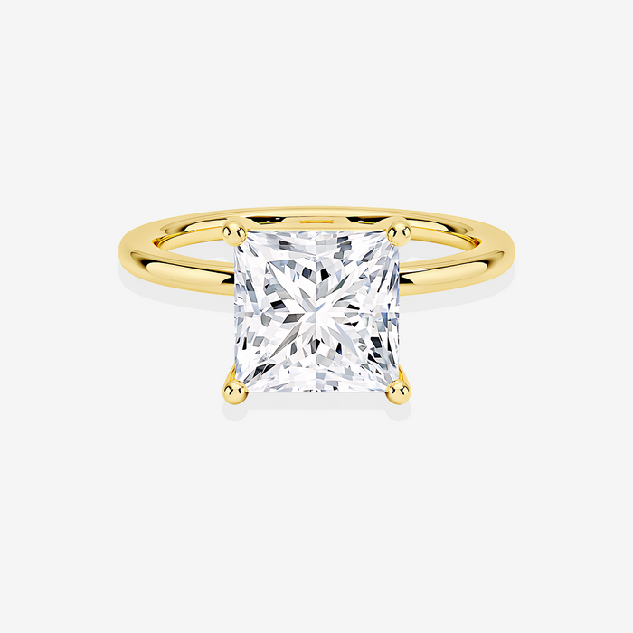 Princess Cut Moissanite Diamond Classic Solitaire Engagement 18k Gold Ring