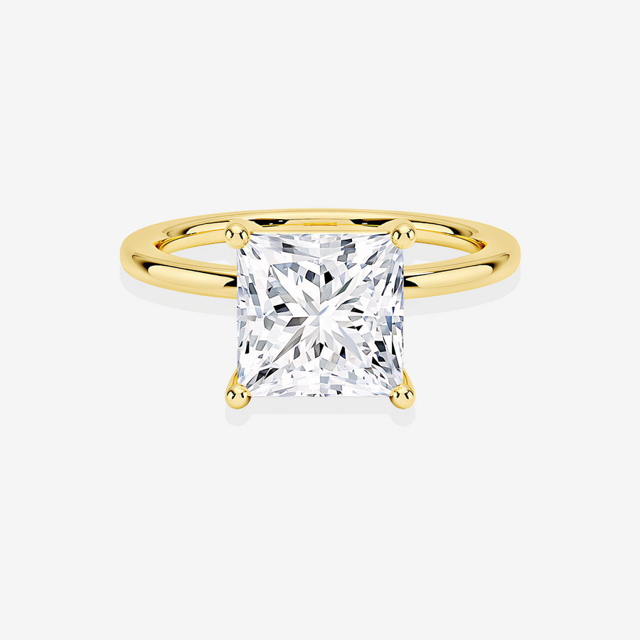 Princess Cut Moissanite Diamond Classic Solitaire Engagement 18k Gold Ring
