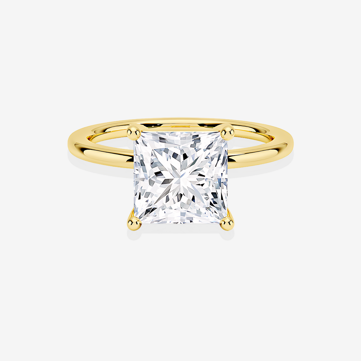 Princess Cut Moissanite Diamond Classic Solitaire Engagement 18k Gold Ring