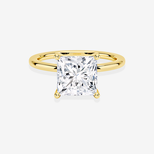 Princess Cut Moissanite Diamond Solitaire Engagement 18k Gold Ring