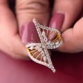 Leaf Bypass Marquise Cut Moissanite Diamond Engagement 925 Sterling Silver Ring