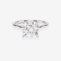 Princess Cut Moissanite Diamond Petite Solitaire Engagement 18k Gold Ring