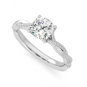 Cushion Cut Moissanite Diamond Twisted Engagement Sterling Silver Ring