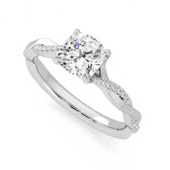 Cushion Cut Moissanite Diamond Twisted Engagement Sterling Silver Ring