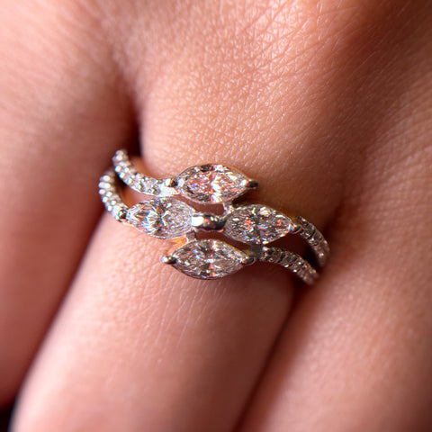 Floral Halo Marquise Cut Lab Grown Diamond 14K Gold Ring