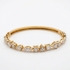 Multi shape Moissanite Diamond One Lane Fashion 9k Gold Bracelet