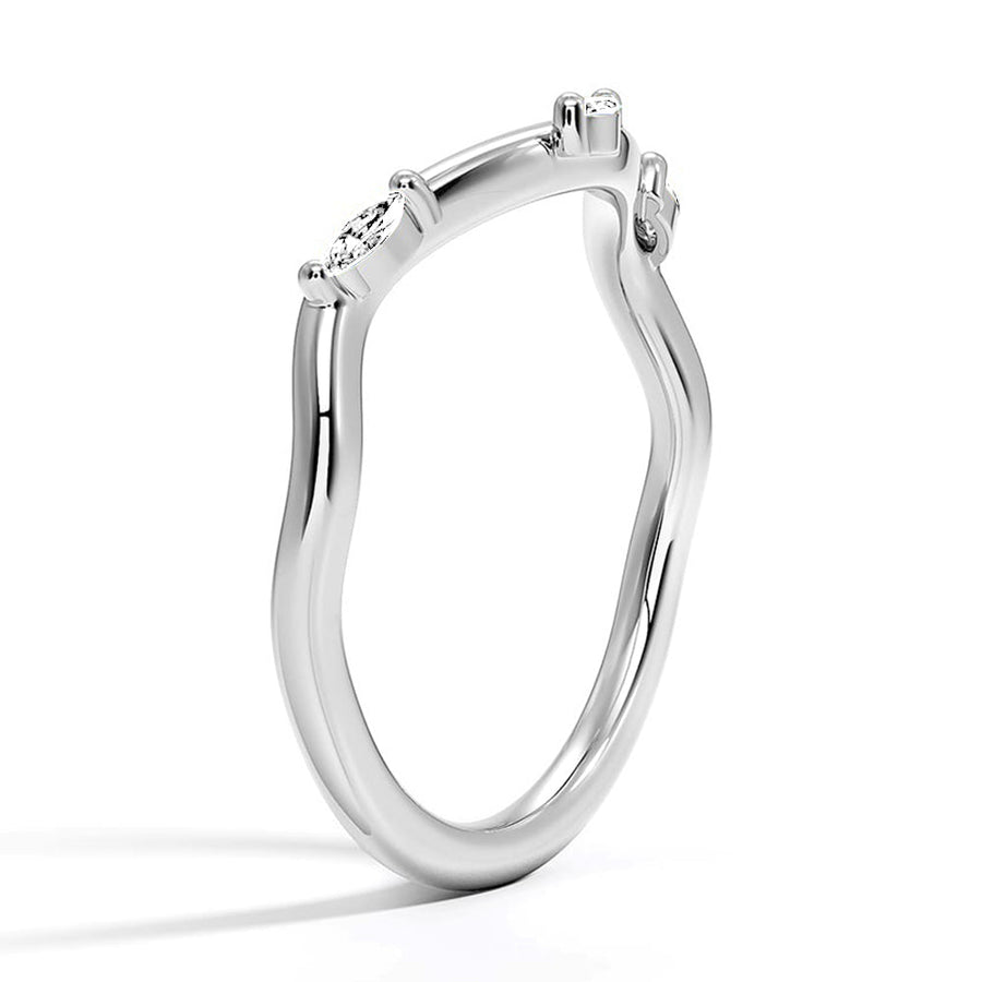Marquise Cut Moissanite Diamond Wedding Band 14K Gold Ring