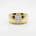Princess Cut Moissanite Diamond Men's Sterling Silver Ring