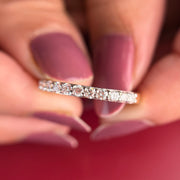 Pavé Eternity Round Cut Moissanite Diamond Engagement 18K Gold Ring