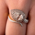 Floral Halo Pear Cut Moissanite Diamond Engagement 18K Gold Ring