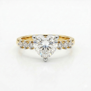 Heart Cut Moissanite Diamond 7 Stone Engagement Sterling Silver Ring