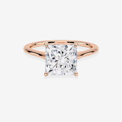 Princess Cut Moissanite Diamond Petite Solitaire Engagement 18k Gold Ring