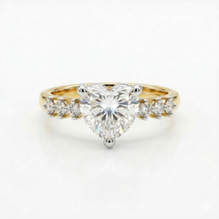 Heart Cut Moissanite Diamond 7 Stone Engagement 9K Gold Ring