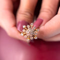 Floral Burst Round Cut Lab Grown Diamond Engagement 14K Gold Ring