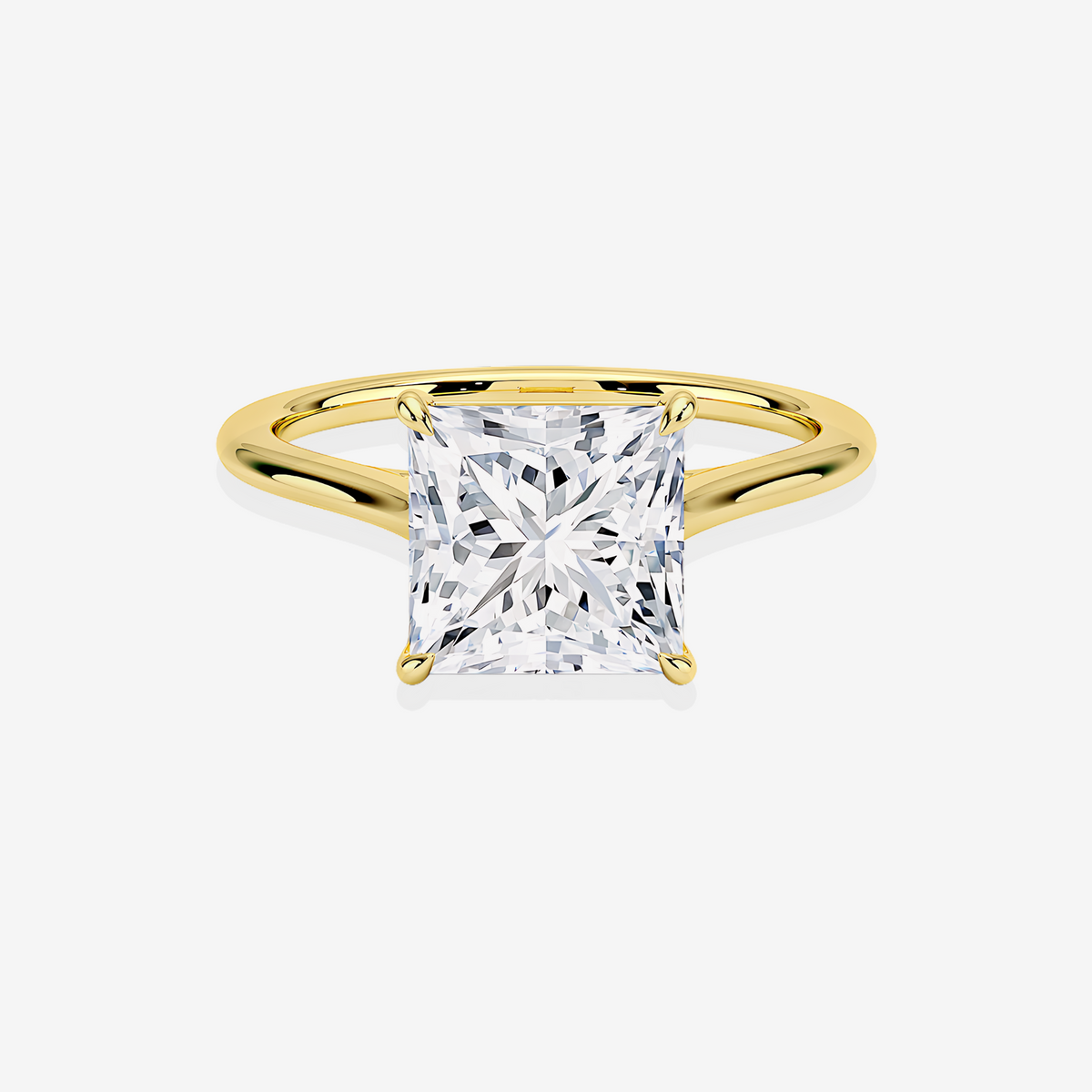 Princess Cut Moissanite Diamond Petite Solitaire Engagement 14k Gold Ring