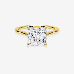 Princess Cut Moissanite Diamond Petite Solitaire Engagement 14k Gold Ring