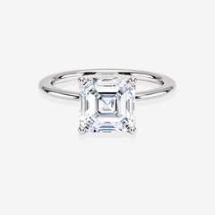 Asscher Cut Moissanite Diamond Classic Solitaire Engagement 14K Gold Ring