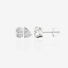 Oval and Pear Cut Moissanite Diamond Stud Sterling Silver Earrings