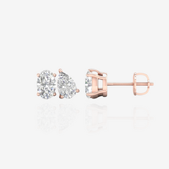 Oval and Pear Cut Moissanite Diamond Stud 18k Gold Earrings