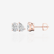 Oval and Pear Cut Moissanite Diamond Stud Sterling Silver Earrings
