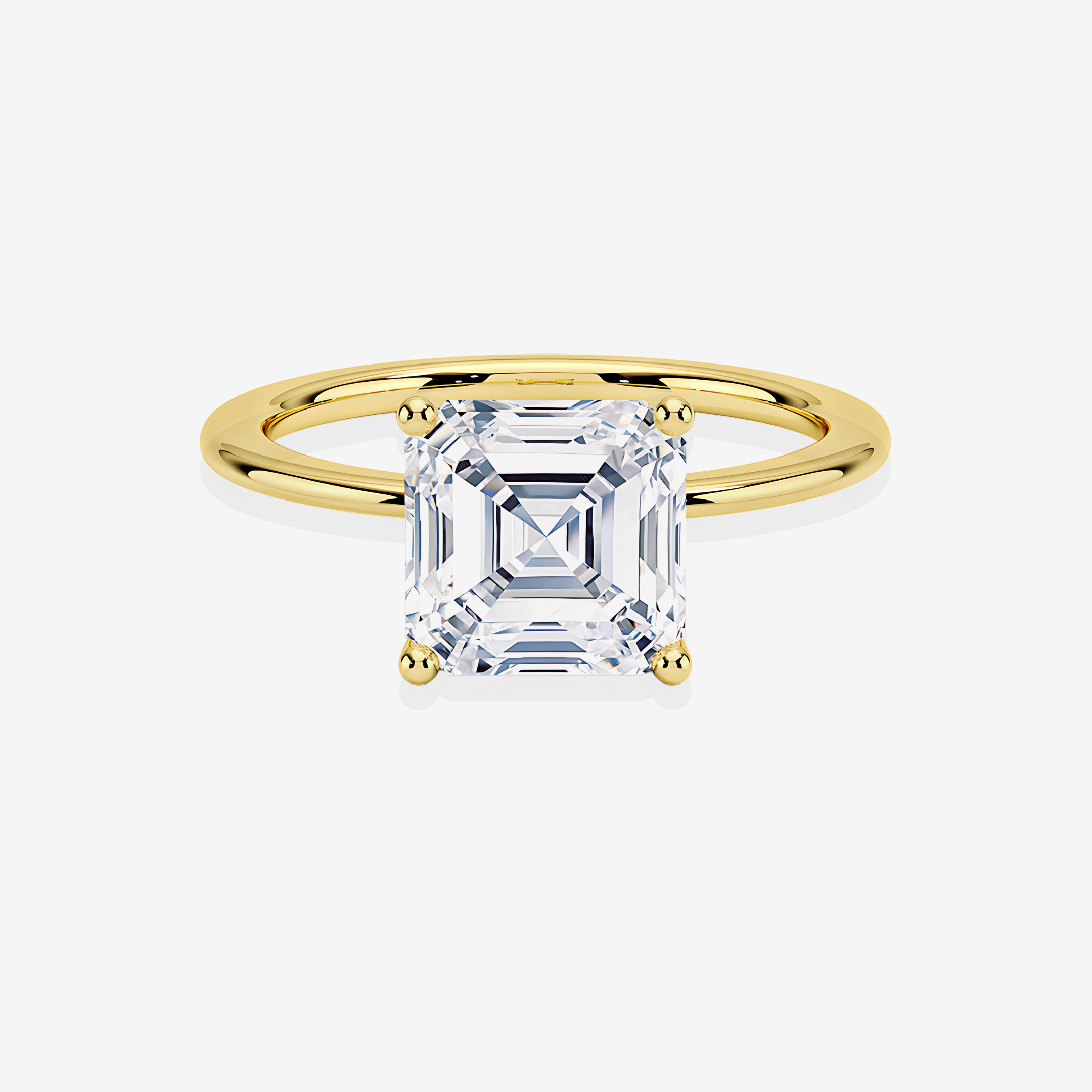 Asscher Cut Moissanite Diamond Classic Solitaire Engagement Sterling Silver Ring