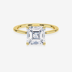 Asscher Cut Moissanite Diamond Solitaire Engagement Sterling Silver Ring