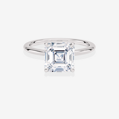 Asscher Cut Moissanite Diamond Petite Solitaire Engagement 14k Gold Ring