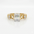 Emerald & Round Cut Lab Grown Diamond 14K Gold Engagement Ring