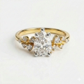 Pear Cut Moissanite Diamond Engagement Sterling Silver Ring