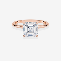 Asscher Cut Moissanite Diamond Petite Solitaire Engagement 14k Gold Ring