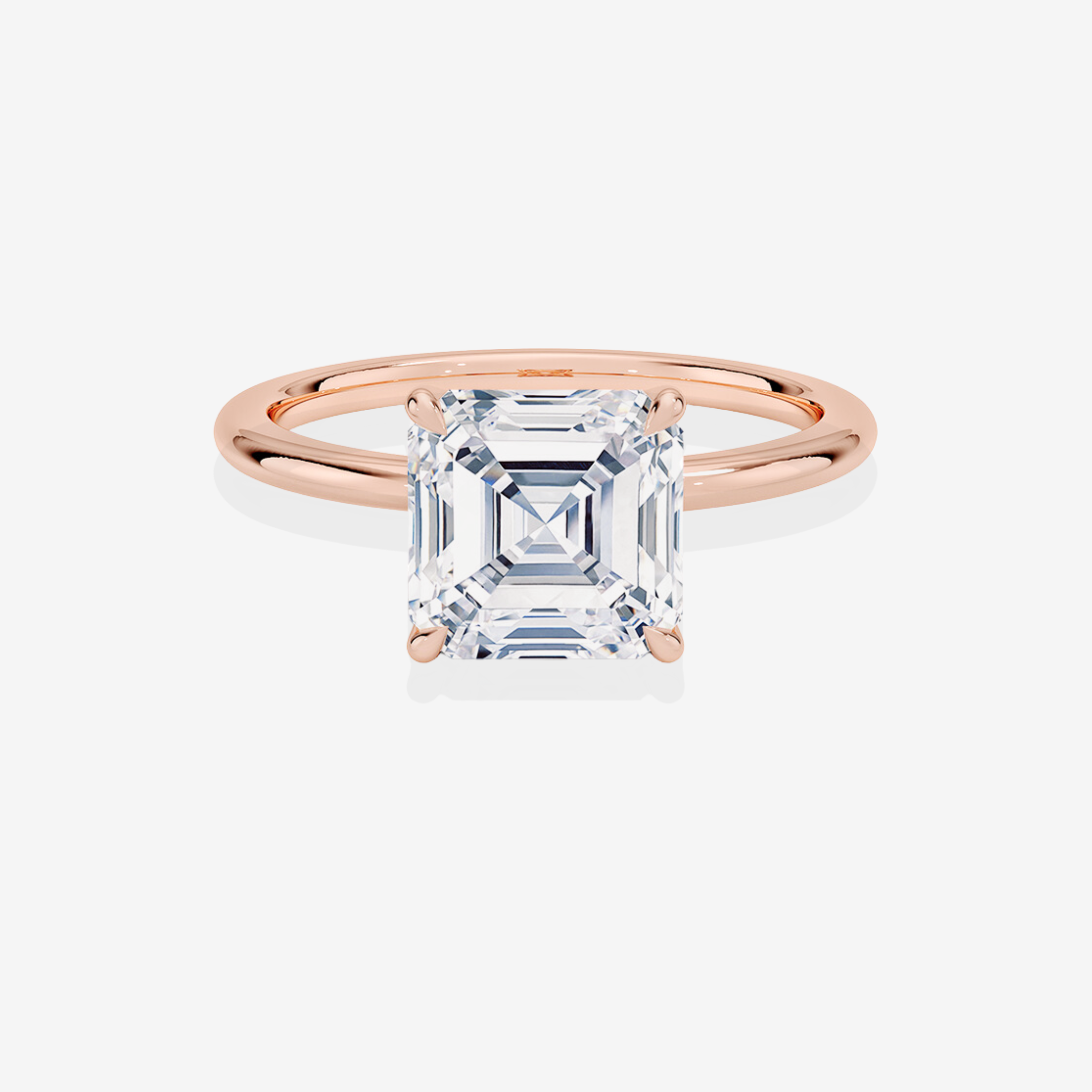 Asscher Cut Moissanite Diamond Petite Solitaire Engagement 18k Gold Ring