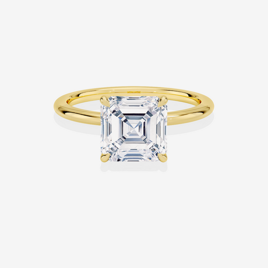 Asscher Cut Moissanite Diamond Petite Solitaire Engagement Sterling Silver Ring