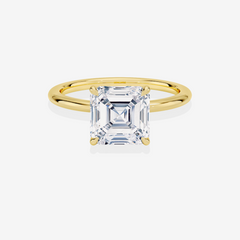 Asscher Cut Moissanite Diamond Petite Solitaire Engagement Sterling Silver Ring