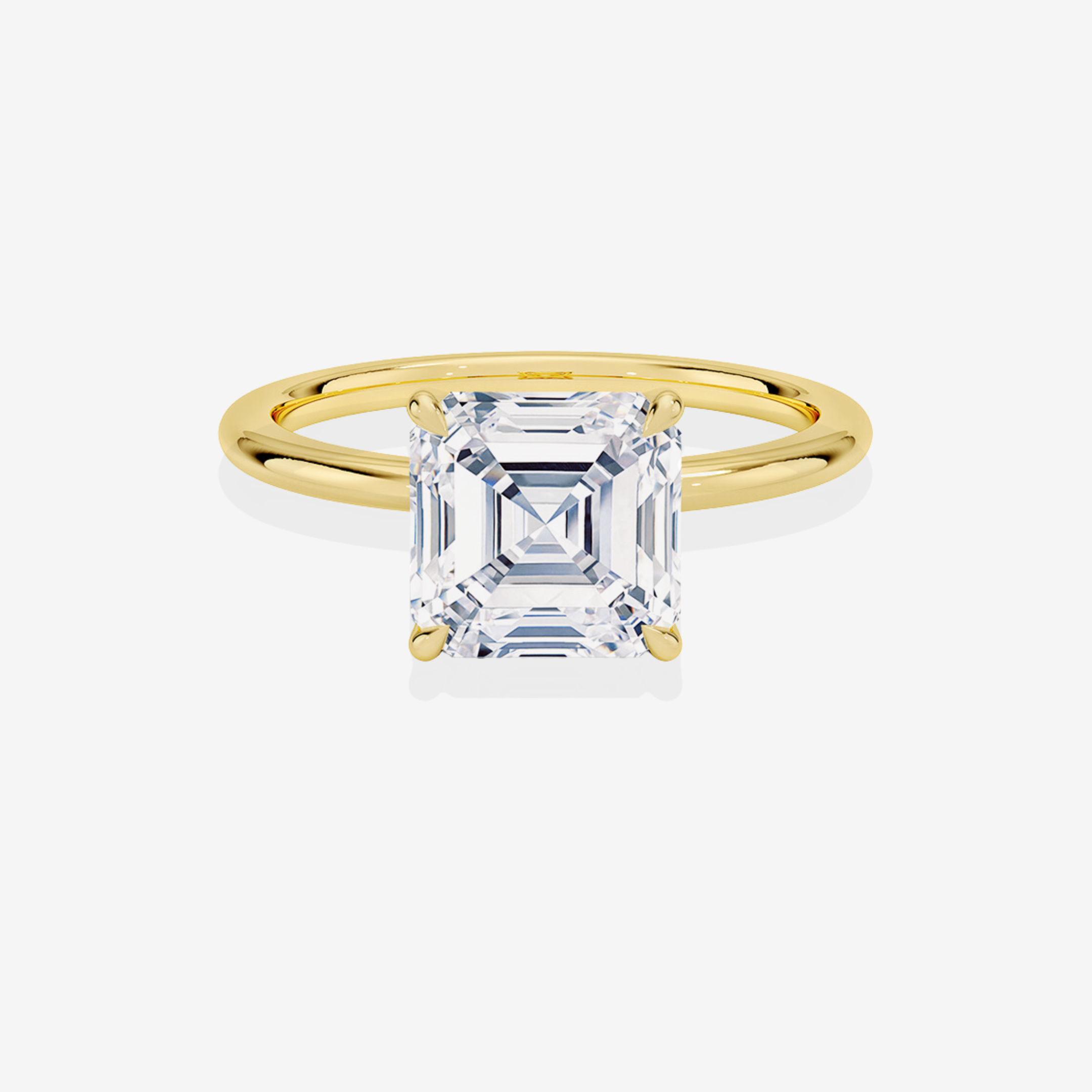 Asscher Cut Moissanite Diamond Petite Solitaire Engagement 18k Gold Ring