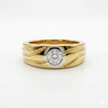 Round Cut Lab Grown Diamond Men's 18K Yellow Gold Ring