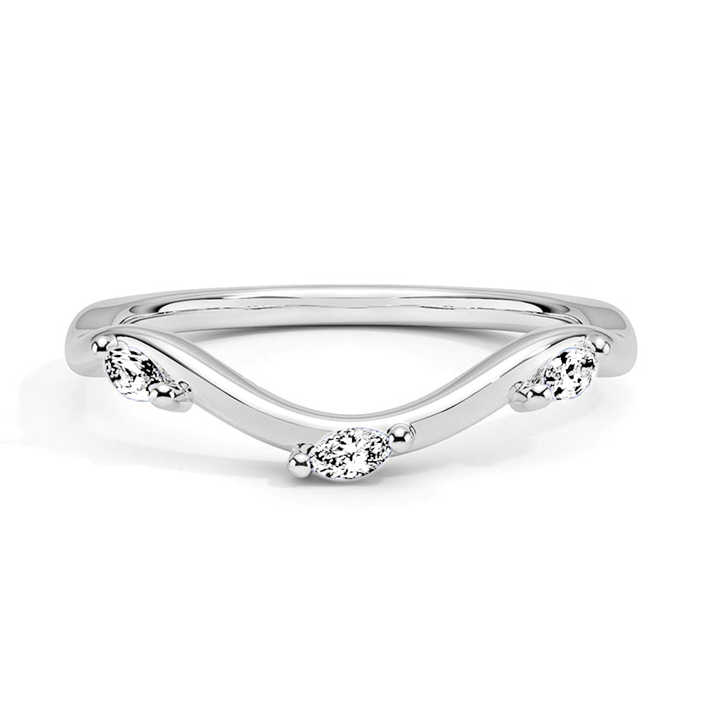 Marquise Cut Moissanite Diamond Wedding Band 14K Gold Ring