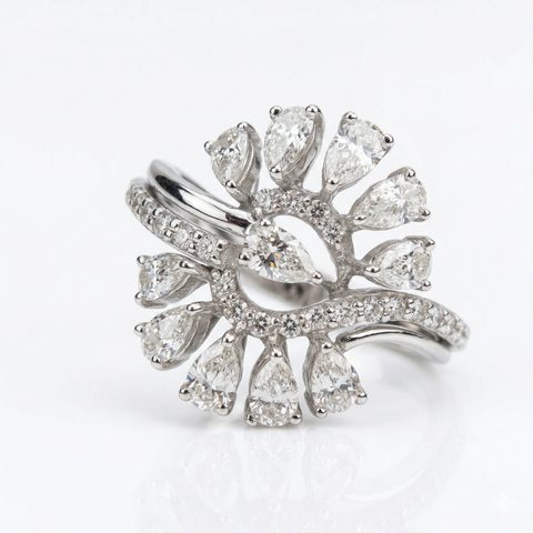 Pear Cut Lab Grown Diamond 9K Gold Engagement Ring
