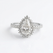 Halo Style Pear Cut Lab Grown Diamond 9K Gold Engagement Ring