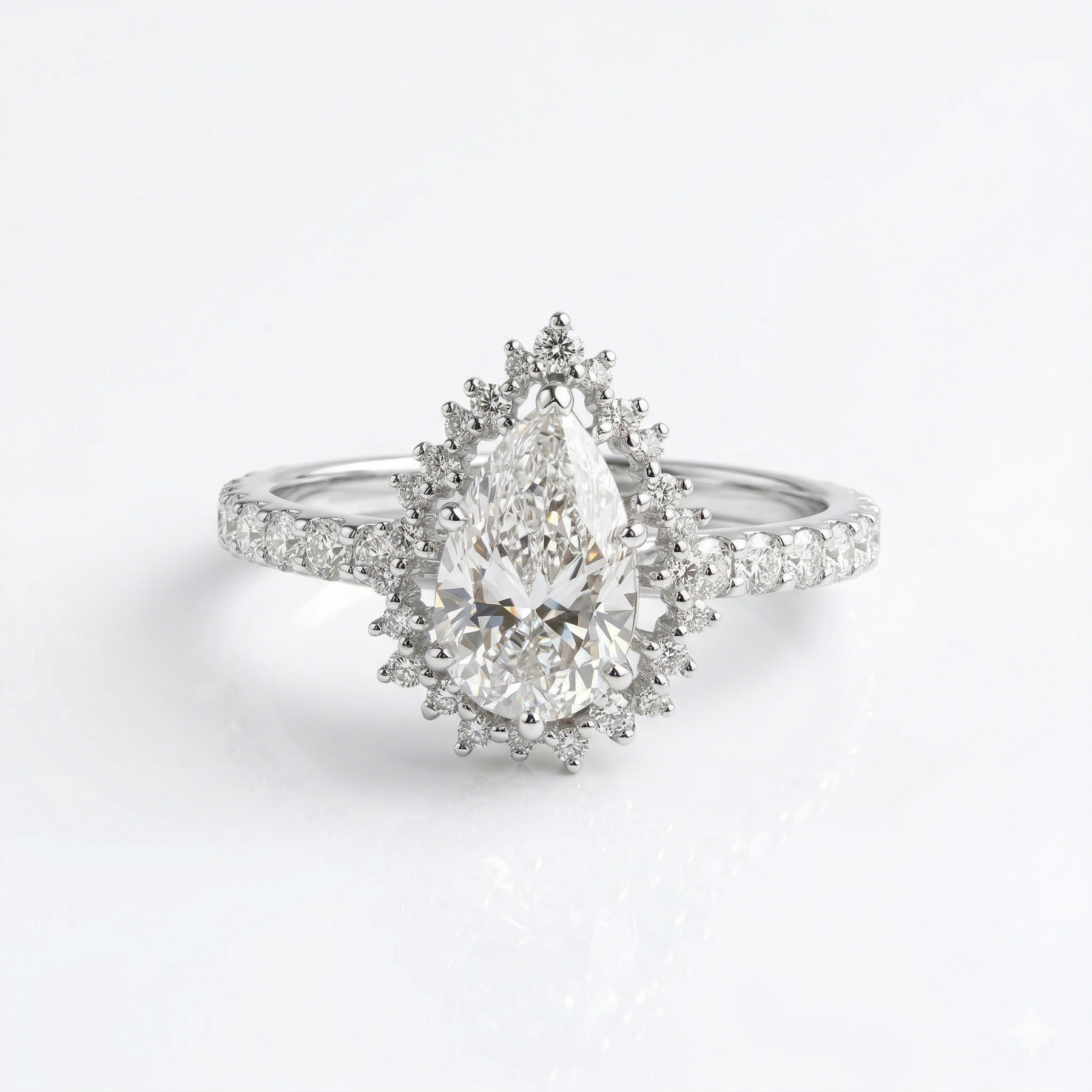 Halo Style Pear Cut Lab Grown Diamond 9K Gold Engagement Ring